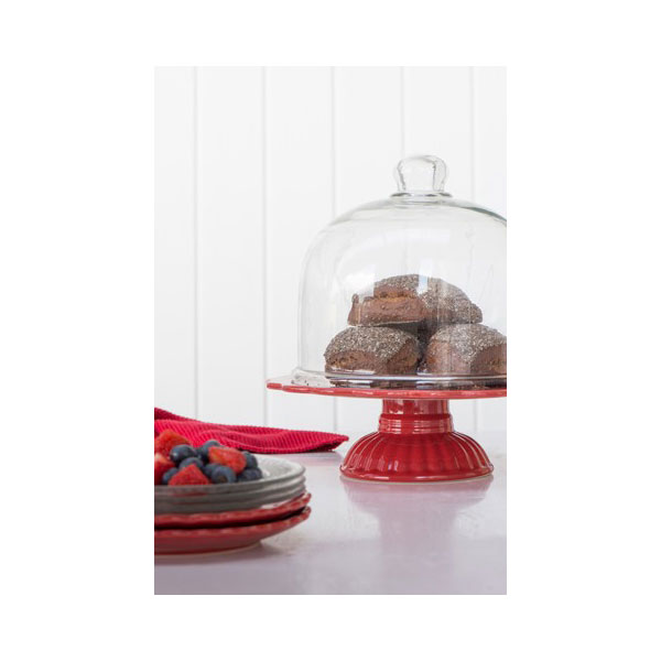 Glass Service Plate with Dome Decorative Cake Display Stand 22 x 22 x 16.5cm 