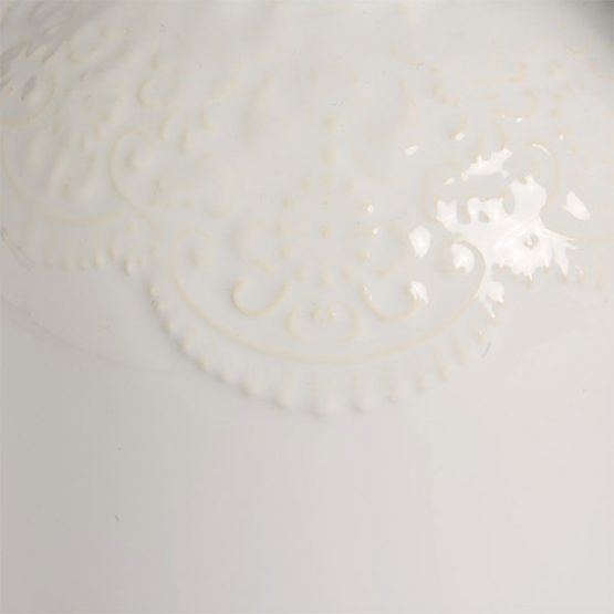 Ceramic Lace Detail Jug Vase in White 21.2 cm by Hill Interiors