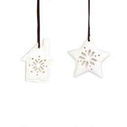 set-of-2-white-ceramics-star-and-house-christmas-tree-decoration-by-hubsch