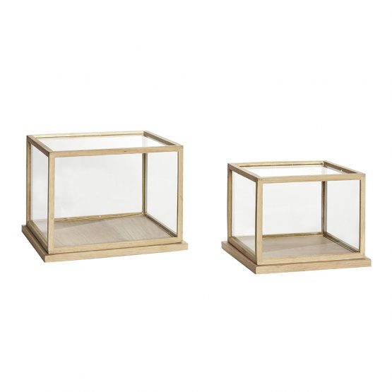 set-of-2-glass-display-oak-showcase-with-wooden-base-frame-low