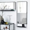 Chic Black Square Mirror With Small Shelf by House Doctor