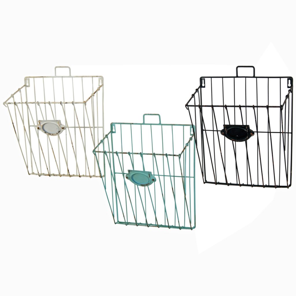 Set of 3 Wall Mounted Wire Storage Baskets Mail & Documents Organizer