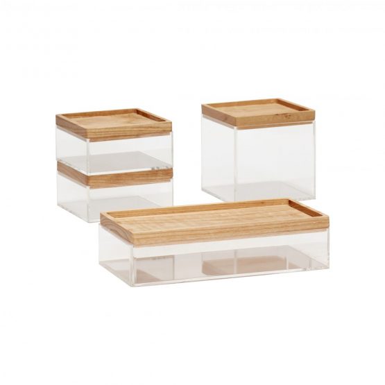 set-of-4-clear-acrylic-desk-organiser-boxes-with-wooden-lid-by-hubsch