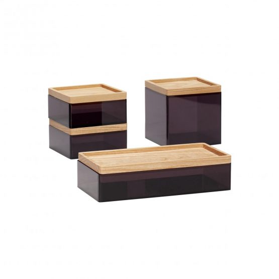 set-of-4-black-acrylic-desk-organiser-boxes-with-wooden-lid-by-hubsch
