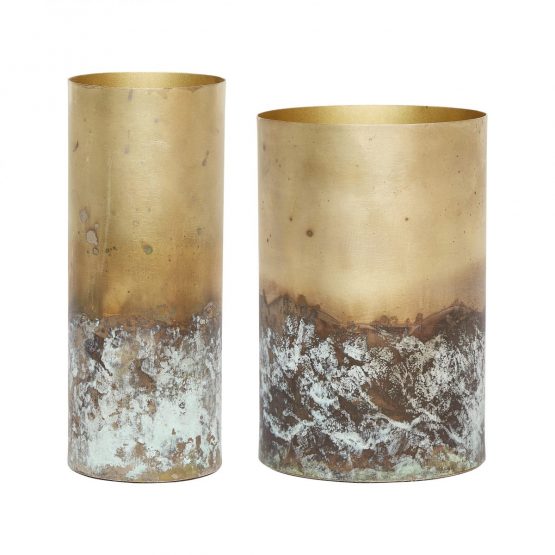 set-of-2-modern-gold-pots-with-antique-style-bottom-by-hubsch