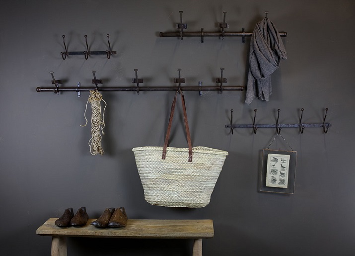 Wall Mounted Vintage Iron School Hooks Coat Rack with 3 Hooks by Nkuku