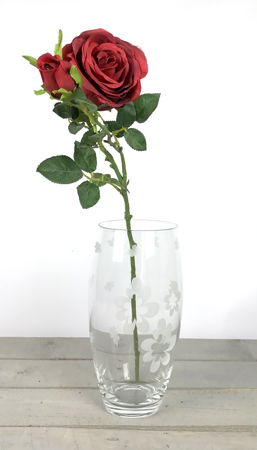 clear-decorated-glass-vase-mouth-blown-flower-bunch-bouquet-tall-30-cm