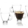 Set of 6 Coffee/Tea Espresso Latte Mocha Glasses 140 ml + FREE SAUCERS Red