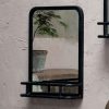 Small Stylish Industrial Iron Mirror With Shelf