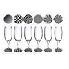 Champagne Glasses Set Of 6 With Black & White Optical Illusion Base 150 ml
