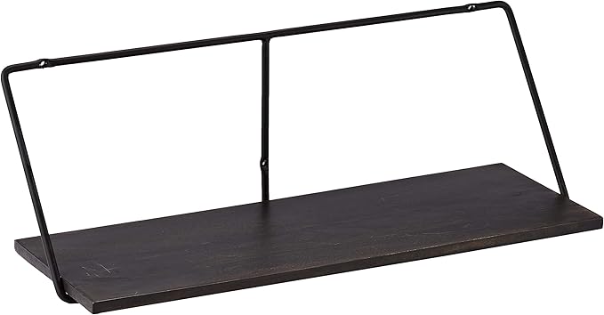 Mango Wood Wall Hanging Wired Storage Shelf 70 cm by House Doctor Black