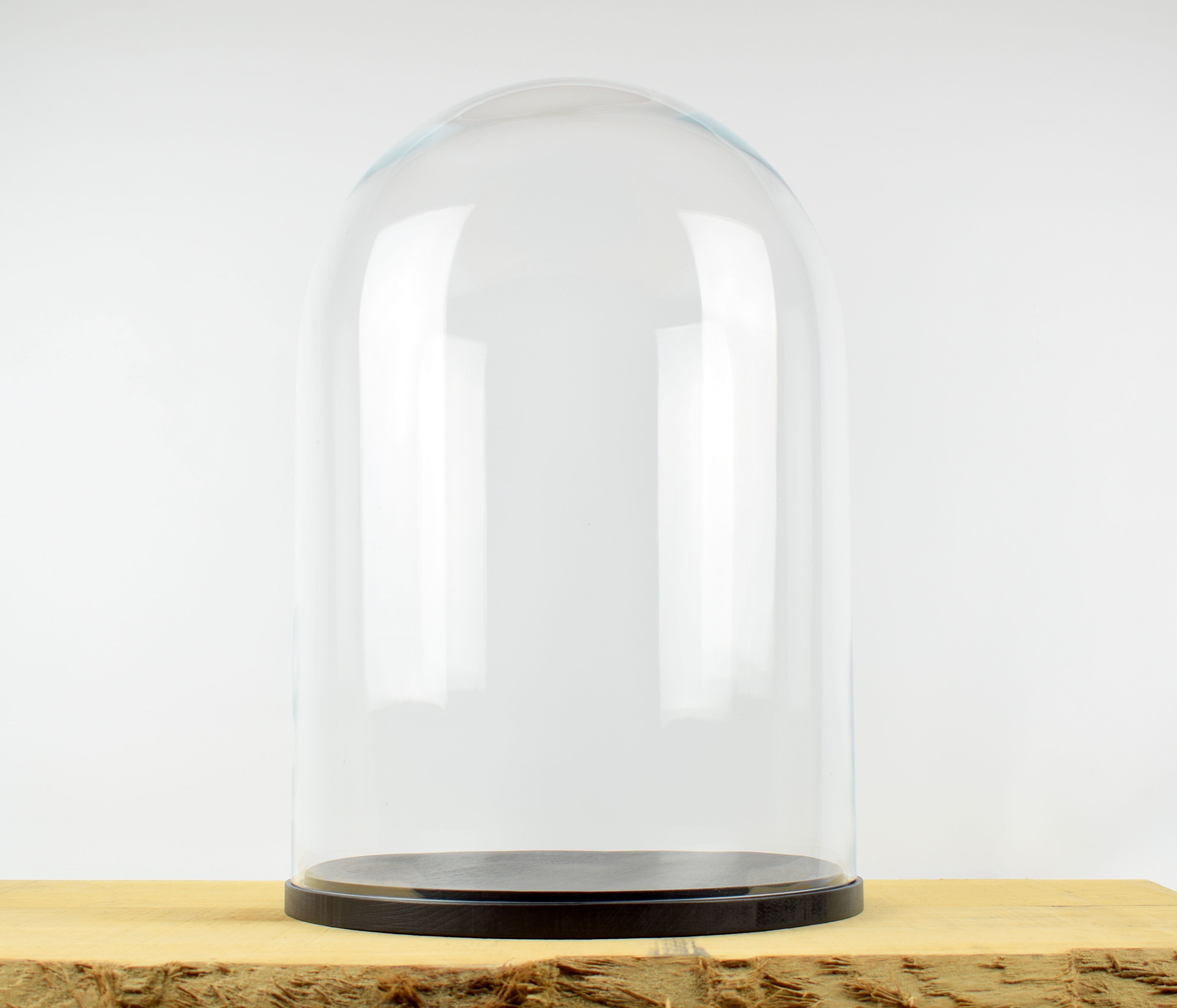 EMH Small Glass Display Cover Dome Cloche With Natural Beech Base Height 27.5cm 