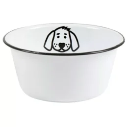 vintage-style-white-enamel-pet-dog-food-water-bowl