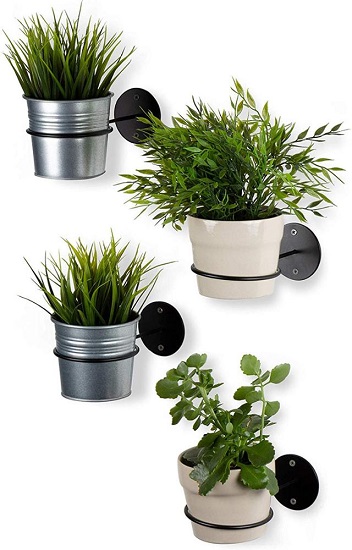 Black Round Wall Mounted Hang Ring Holder For Flower Pot Plant 21 5 Cm - Plant Pot Holders For Walls