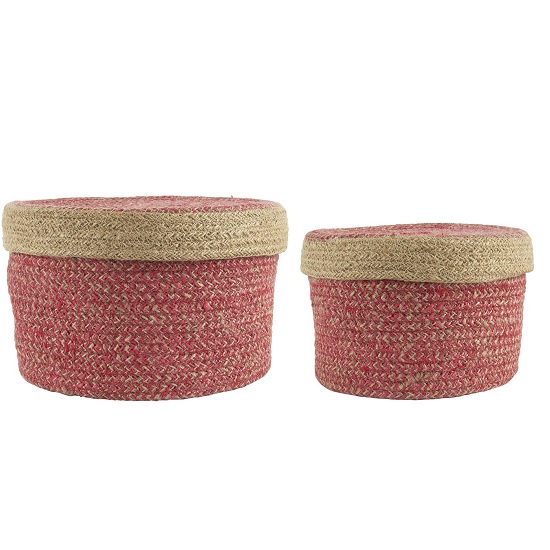 set-of-2-sea-grass-basket-with-lid-red-by-ib-laursen