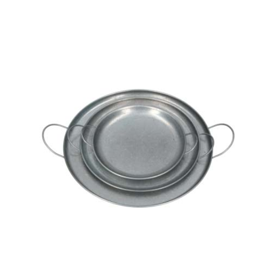Galvanised Metal Round Tray W Handles, Metal Round Tray With Handles