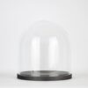 Handmade Mouth Blown Clear Circular Glass Display Cloche Dome With Black Wooden Base 25 x 25 cm