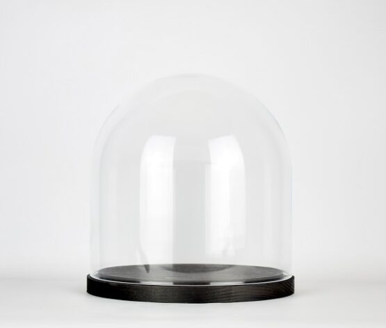 Small Handmade Mouth Blown Clear Circular Glass Display Cloche Dome With Black Wooden Base 21.5 cm (Copy)