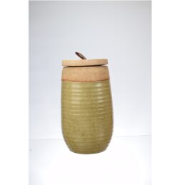 earthenware-jar-with-lid-olive-green-tall-26-cm-by-parlane-not-perfect