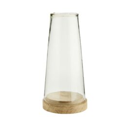 glass-cone-hurricane-candle-holder-with-open-top-mango-wood-base-medium-by-madam-stoltz