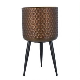 medium-bronze-dimple-iron-pot-with-stand-by-gisela-graham