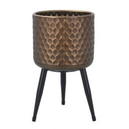 small-bronze-dimple-iron-pot-with-stand-by-gisela-graham