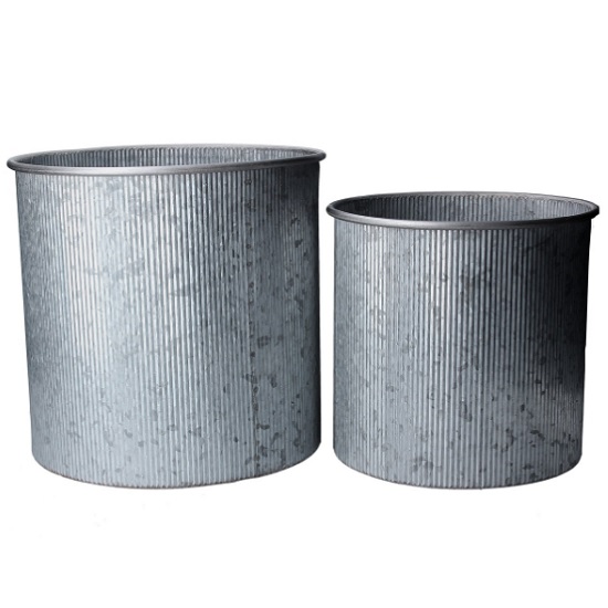 set-of-2-galvanised-buckets-30cm-ribbed-by-gisela-graham