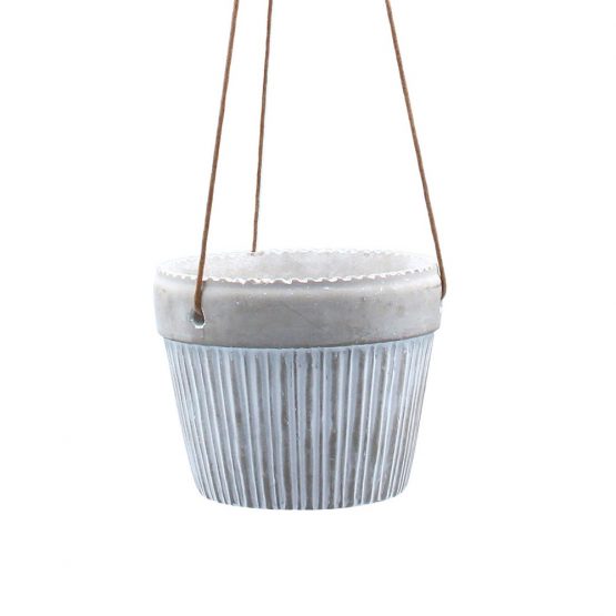 stone-effect-hanging-flower-pot-with-rope-h9-5cm-by-gisela-graham