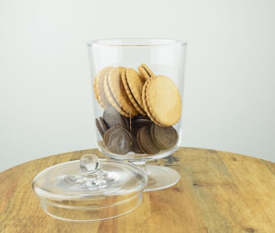 Handmade Footed Glass Jar Cookie Sweet Bonbon With Lid 23.5 cm