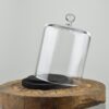 EMH Handmade Glass Display Cover Cloche Dome With Knob and Black Base 14.5 cm x 10.5 cm