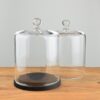 EMH Handmade Glass Display Cover Cloche Dome With Knob and Black Base 14.5 cm x 10.5 cm