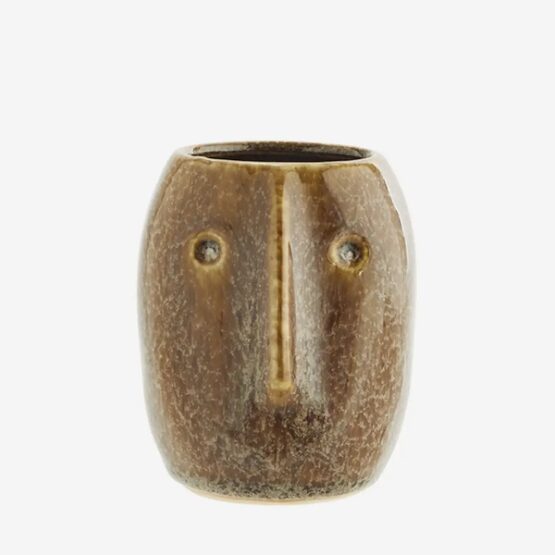 brown-small-stoneware-flower-pot-with-face-imprint-by-madam-stoltz
