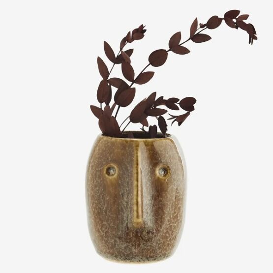 brown-small-stoneware-flower-pot-with-face-imprint-by-madam-stoltz