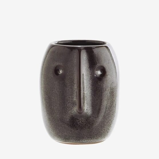 dark-petrol-small-stoneware-flower-pot-with-face-imprint-by-madam-stoltz