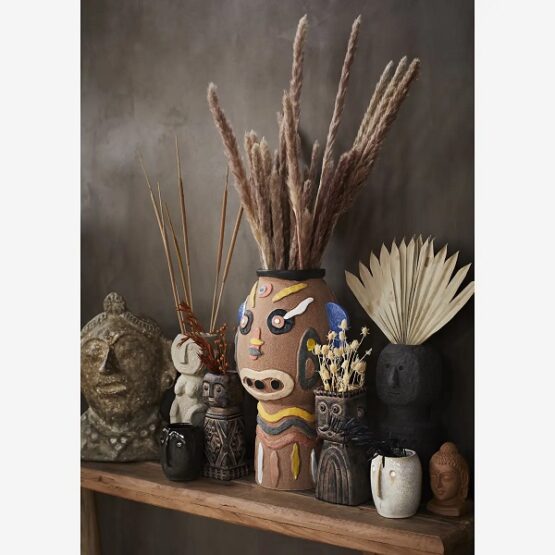 dark-petrol-small-stoneware-flower-pot-with-face-imprint-by-madam-stoltz