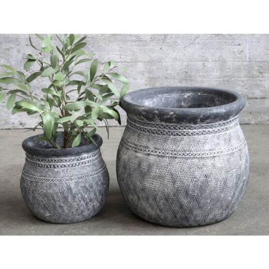 flower-pot-with-pattern-h29-cm-antique-black-by-chic-antique