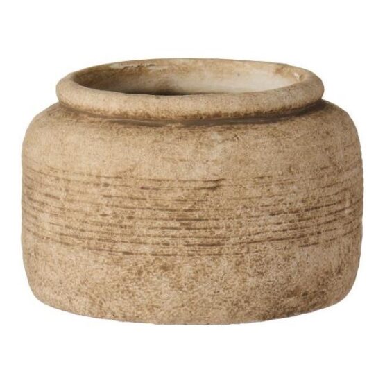cement-flower-pot-athen-with-grooves-light-sand-h-13-cm-by-ib-laursen