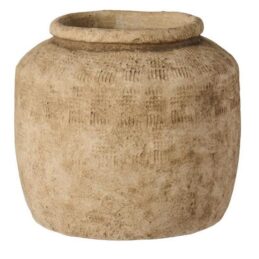 cement-flower-pot-athen-with-grooves-light-sand-h-22-cm-by-ib-laursen